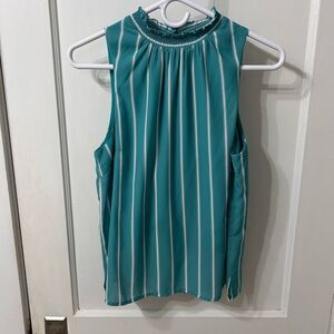 Sunday in Brooklyn Teal and White Striped Blouse